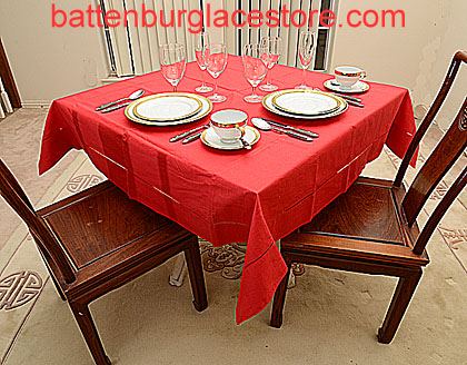Square Tablecloth.TRUE RED color 54 inches square.